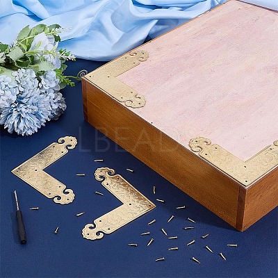 4Pcs Brass Corner Protector for Cabinet Furniture KK-PH0014-18G-1