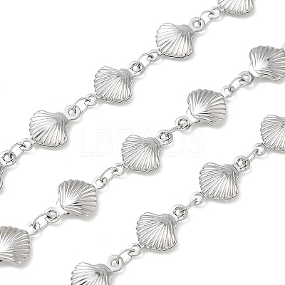 Rack Plating 304 Stainless Steel Shell Shape Link Chains CHS-N009-03P-1