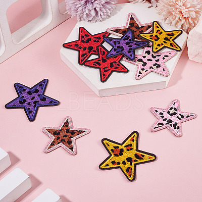 10Pcs 10 Styles Polyester Leopard Print Embroidery Cloth Iron on/Sew on Patches PATC-TA0001-58-1
