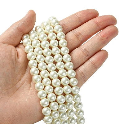 Eco-Friendly  Dyed Glass Pearl Round Beads Strands HY-A002-8mm-RB011-1