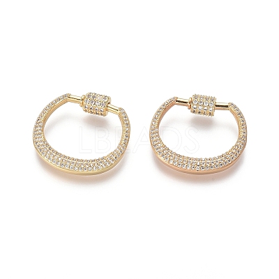 Brass Micro Pave Cubic Zirconia Screw Carabiner Lock Charms ZIRC-I031-21G-1