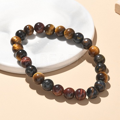 Natural Tiger Eye Bead Stretch Bracelets X-BJEW-K212-B-005-1