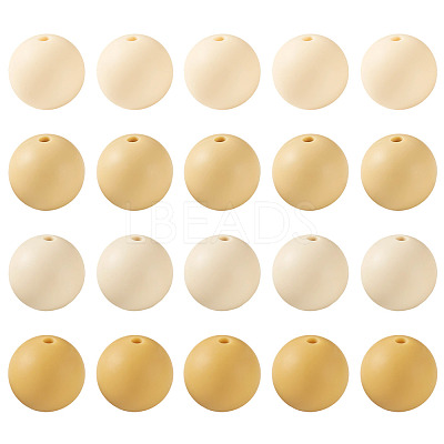 40Pcs 4 Colors Round Silicone Focal Beads SIL-TAD0001-02F-1