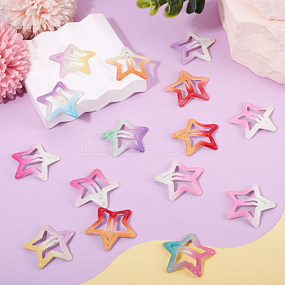 20Pcs Iron Enamel Snap Hair Clips PHAR-TADJ0001-08-1