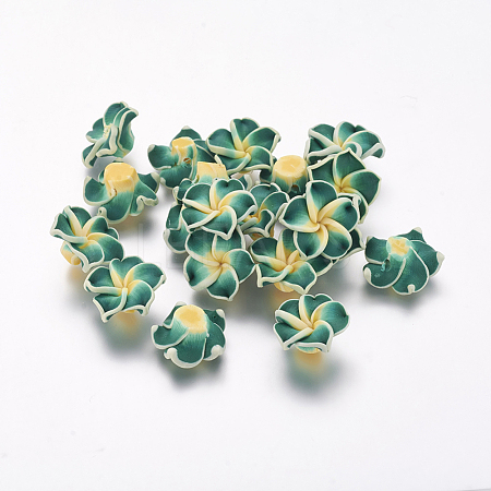 Handmade Polymer Clay 3D Flower Plumeria Beads CLAY-Q192-15mm-06-1