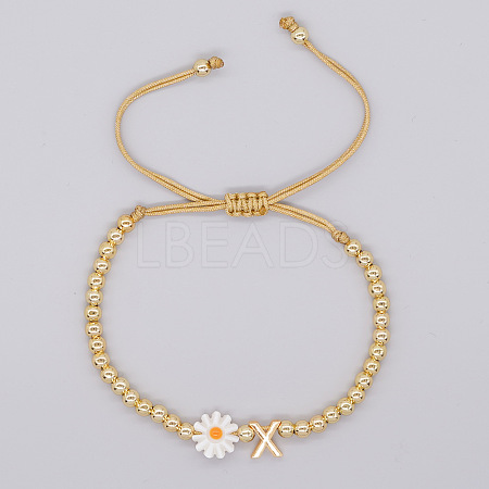 Golden Tone Daisy Braided Bead Bracelets WY1454-24-1