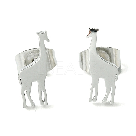 Non-Tarnish Cute Little Animal Theme 304 Stainless Steel Stud Earrings EJEW-B041-04H-P-1