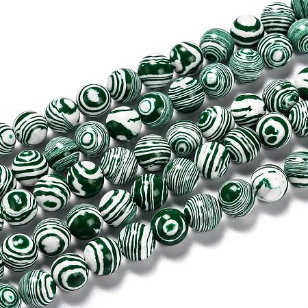 Synthetic Malachite Beads Strands G-I199-32-6mm-F-1