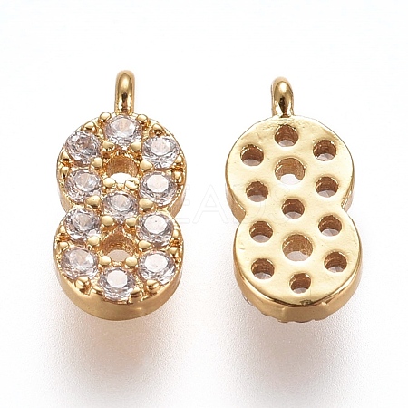 Brass Micro Pave Clear Cubic Zirconia Charms ZIRC-L075-60A-08G-1
