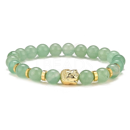 Natural Green Aventurine & Alloy Buddha Head Beaded Strech Bracelets BJEW-JB09420-04-1