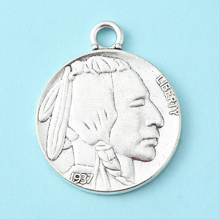 Tibetan Style Alloy Coin Pendants LS-TIBEP-GC001-AS-RS-1