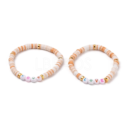 Polymer Clay Heishi Beads Stretch Bracelets BJEW-JB05711-04-1