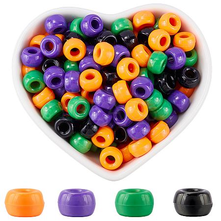 800Pcs 4 Colors Halloween Opaque Plastic Beads KY-SP0001-08-1