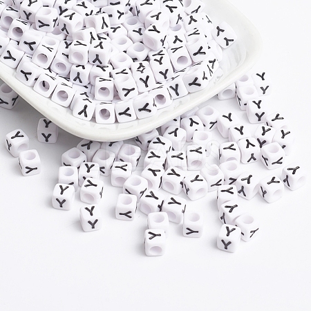 Acrylic Horizontal Hole Letter Beads PL37C9308-Y-1