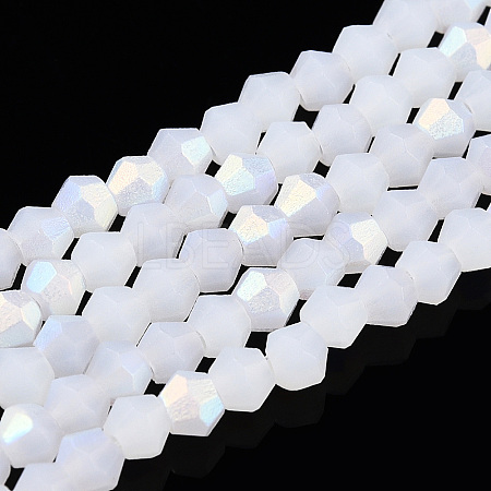 Imitation Jade Bicone Frosted Glass Bead Strands EGLA-A039-J2mm-MB06-1