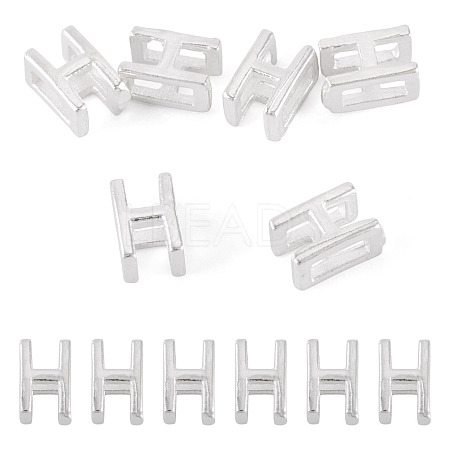 6Pcs 925 Sterling Silver Hollow Initial Beads STER-TA0001-53H-1