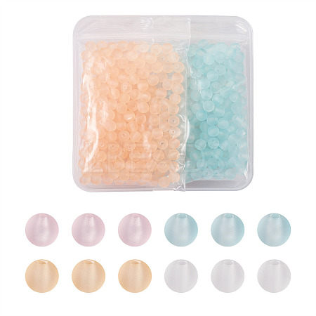 800Pcs 4 Colors Transparent Acrylic Beads FACR-TA0001-03-1