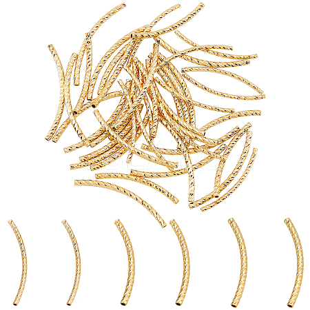   60Pcs 3 Style Brass Curved Tube Beads FIND-PH0006-04-1