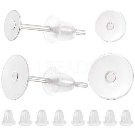 800Pcs 2 Styles  304 Stainless Steel Flat Round Blank Peg Stud Earring Findings FIND-BBC0003-52-1