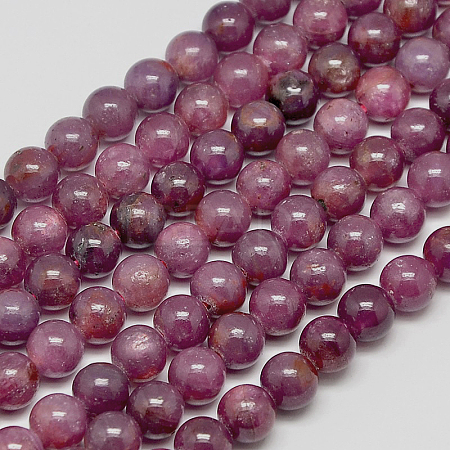 Natural Gemstone Ruby Round Beads Strands G-O017-6mm-06-1