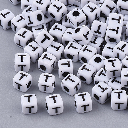 White Opaque Acrylic Beads X-MACR-R869-02T-1