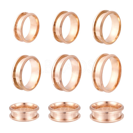 Yilisi 6Pcs 6 Size 201 Stainless Steel Grooved Finger Ring Settings FIND-YS0001-11-1