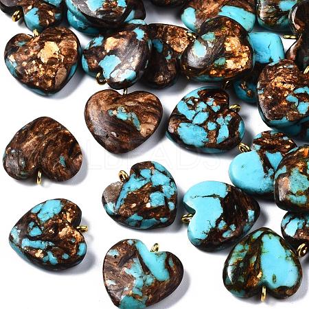 Assembled Bronzite and Synthetic Turquoise Pendants X-G-T111-04C-1