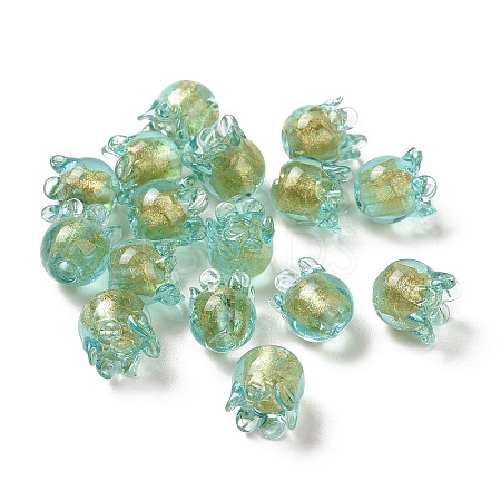 Handmade Gold Foil Lampwork Glass Beads X1-LAMP-G158-02C-1
