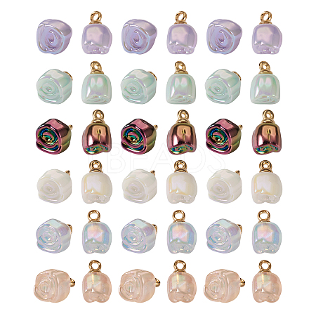42Pcs 7 Style Electroplate Acrylic Pendants MACR-TA0001-26-1