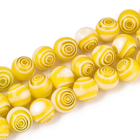 Handmade Millefiori Glass Round Beads Strands LK-R004-93D-1