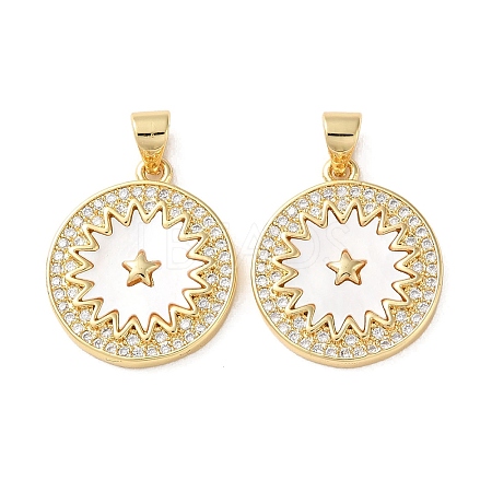Brass Micro Pave Clear Cubic Zirconia Pendants KK-B083-35A-G-1