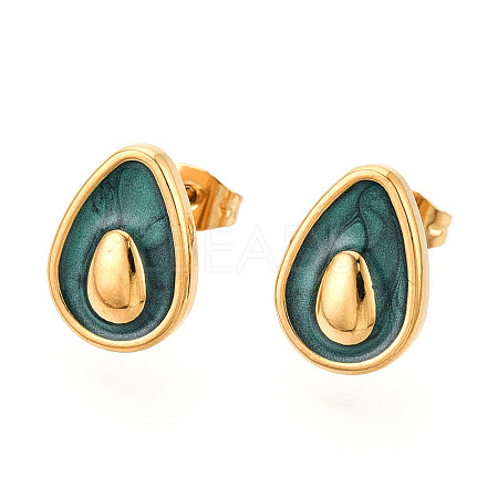 304 Stainless Steel Enamel Stud Earrings EJEW-T047-23G-1