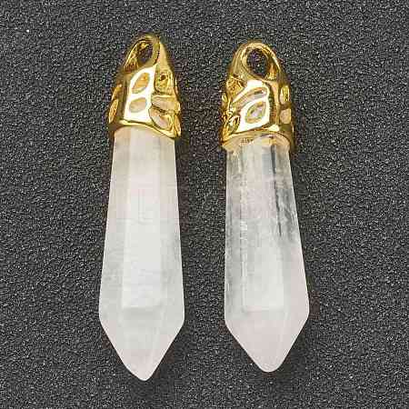 Bullet Natural Quartz Crystal Pointed Pendants G-E332-C28-G-1
