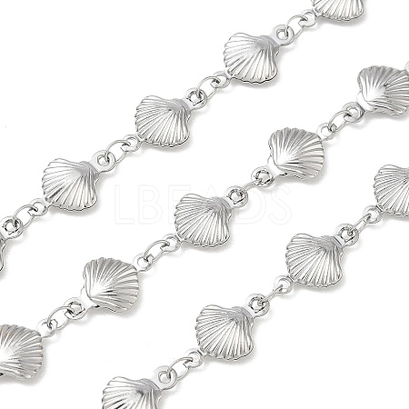 Rack Plating 304 Stainless Steel Shell Shape Link Chains CHS-N009-03P-1