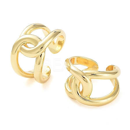 Brass Knot Open Cuff Rings for Women RJEW-D016-09G-1