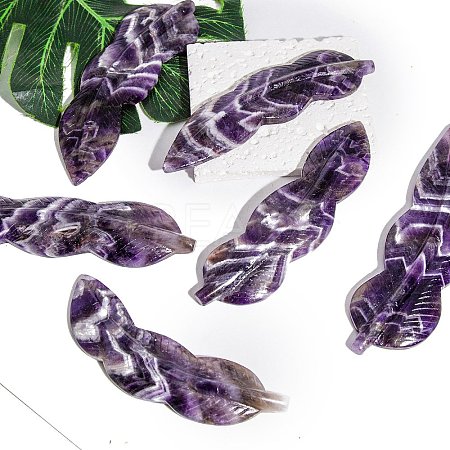 Natural Amethyst Healing Feather Figurines Ornament PW-WG22438-01-1