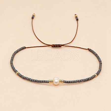Glass Imitation Pearl & Seed Braided Bead Bracelets WO2637-19-1