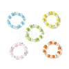 5Pcs 5 Colors Acrylic & Glass Seed Beaded Stretch Rings Set RJEW-JR00594-S-1