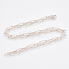 Brass Round Oval Paperclip Chain Necklace Making MAK-S072-04B-RG-2