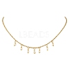 Natural Pearl Rice Pendant Bib Necklaces with 304 Stainless Steel Cable Chains NJEW-JN05944-2
