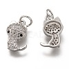 Brass Micro Pave Clear Cubic Zirconia Charms ZIRC-C020-47P-2