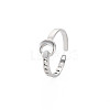 304 Stainless Steel Moon Open Cuff Ring for Women RJEW-S405-235P-3