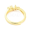 Crescent Moon Brass Adjustable Ring with Cubic Zirconia RJEW-Q781-06G-3