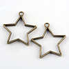 Rack Plating Alloy Star Open Back Bezel Pendants PALLOY-S047-40E-FF-1