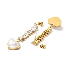 Acrylic Pearl Heart Long Dangle Stud Earrings with Glass EJEW-P203-14G-2