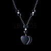 Black Iron Stone Pendant Necklaces NJEW-BB17493-2