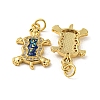 Turtle Brass Pendants Micro Pave Cubic Zirconia with Synthetic Opal KK-K356-09G-2