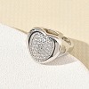 Brass Micro Pave Cubic Zirconia Cuff Open Rings for Women CU-CBA760A-13C-P-1
