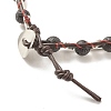 Natural Lava Rock & Alloy Heart Braided Beaded Bracelet BJEW-JB08302-5