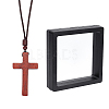  Wooden Cross Pendant Necklace with Polyester Cords NJEW-NB0001-17-1